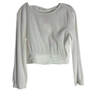 PEONY NWT Sustainable Fiber Cropped Organic Cotton Blouse in Eggshell Size 12